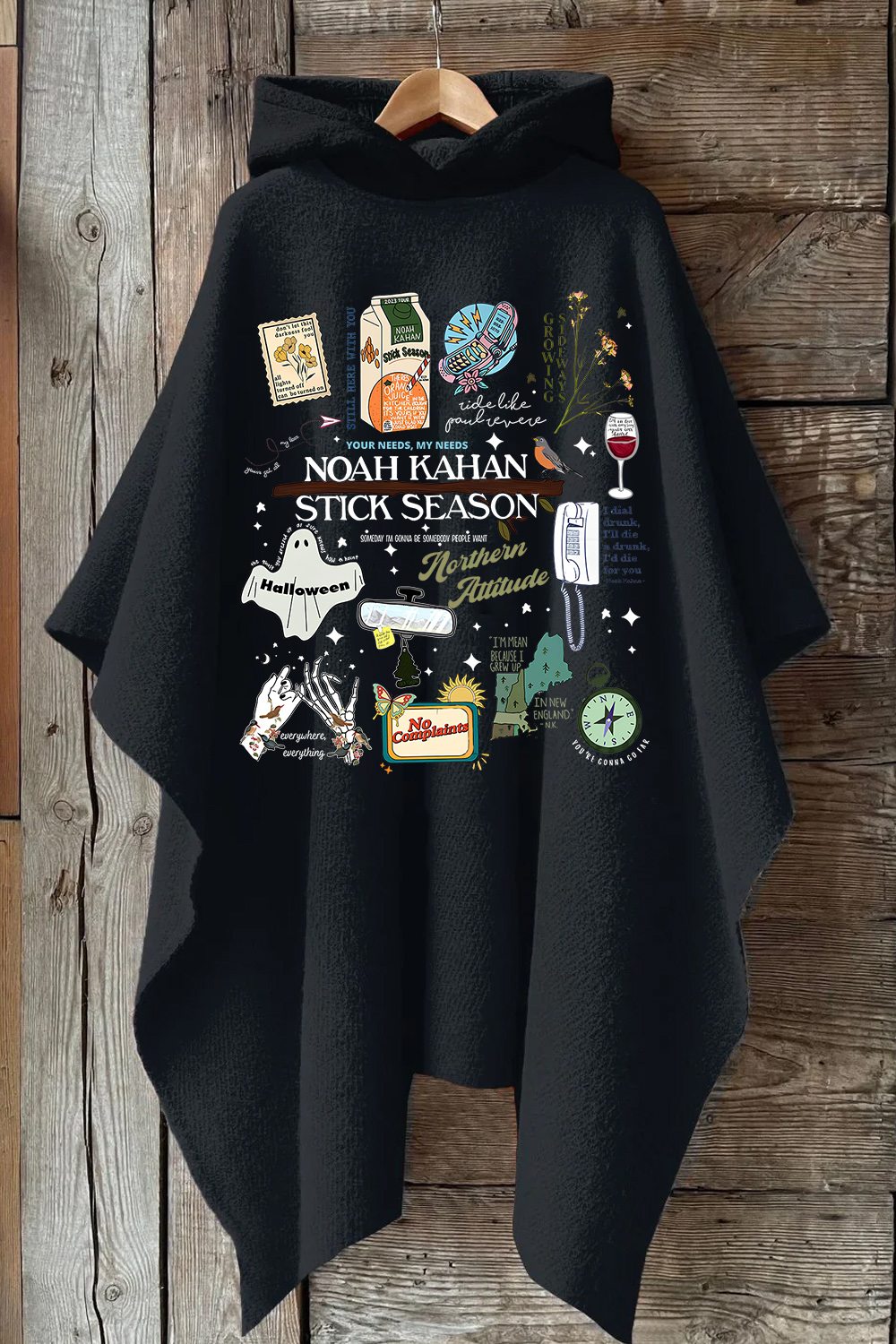 Stick Season Noah Kahan Full Version Hooded Warm Shawl Cape