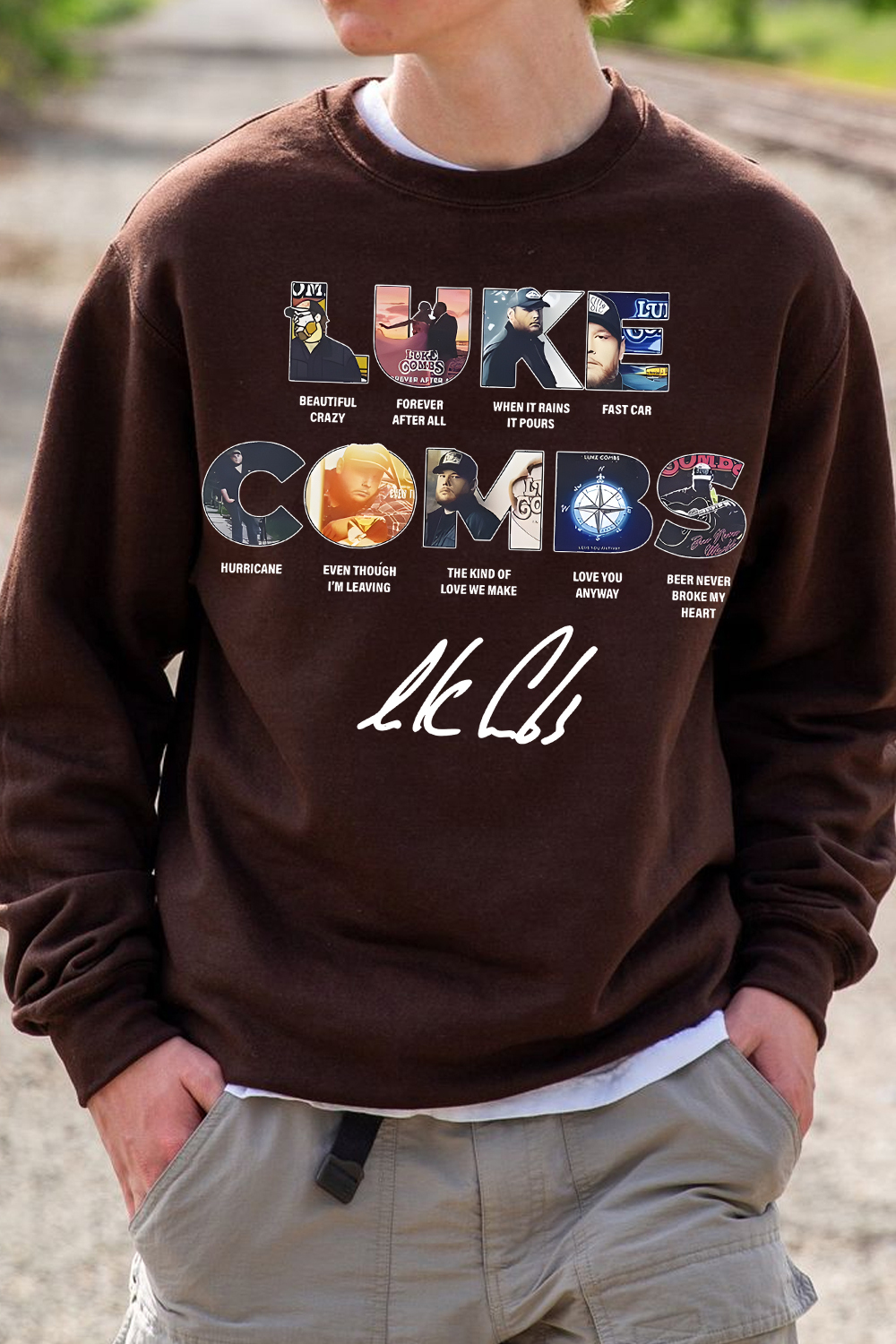 Luke Combs men's long-sleeved sweatshirt