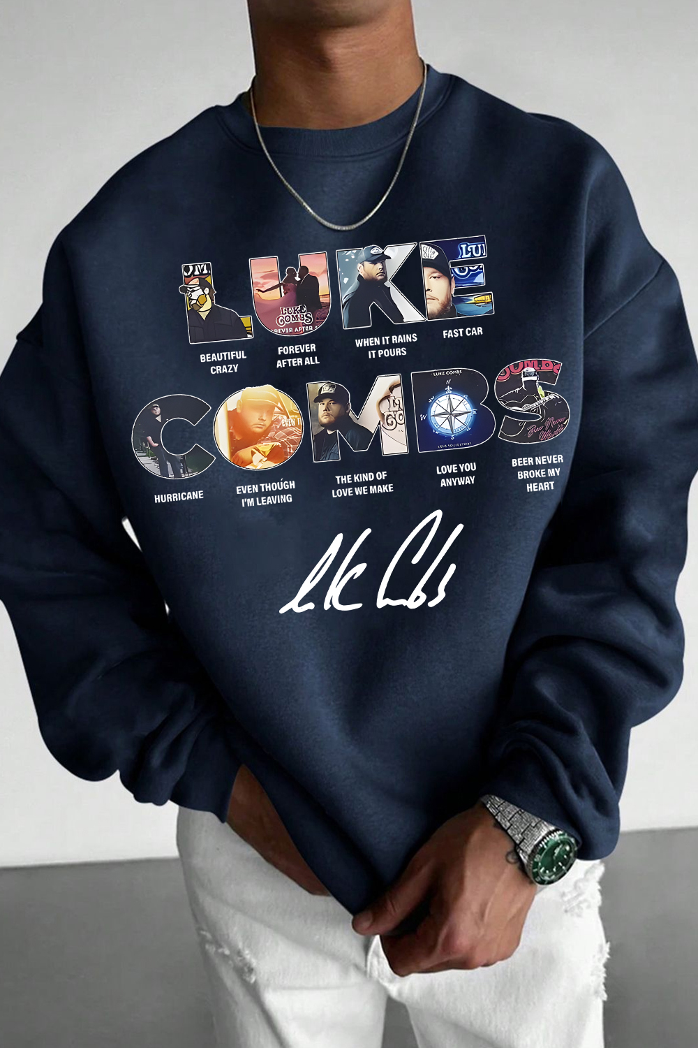 Luke Combs men's long-sleeved sweatshirt