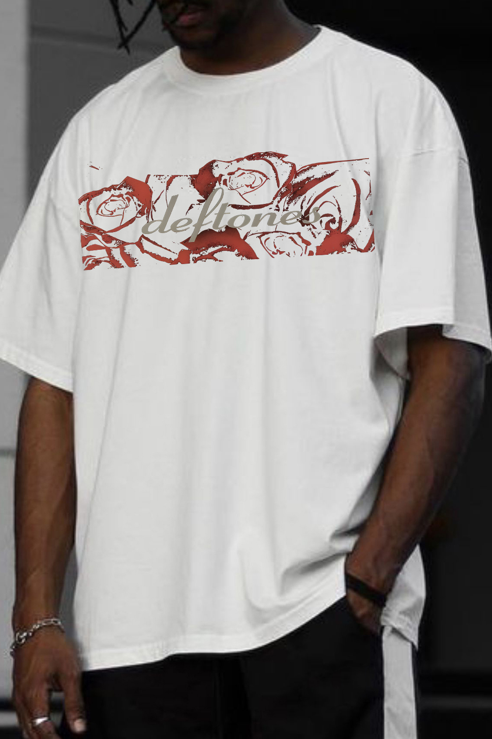 Deftones Rose Print Short-Sleeved T-shirt