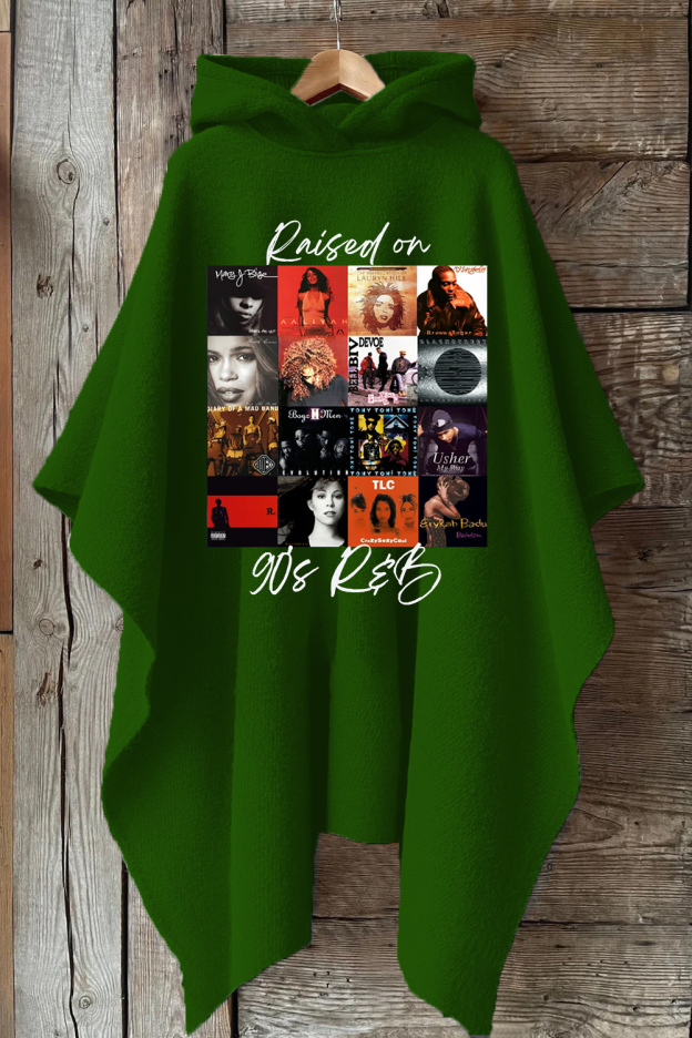 Raised on 90's R&B Album Cover Hooded Warm Shawl Cape