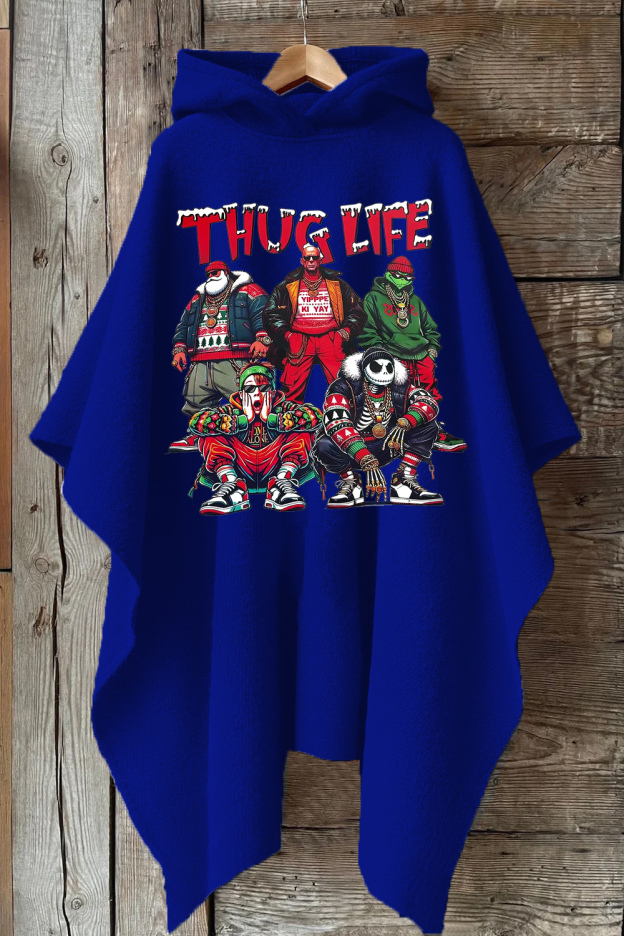 Christmas Personalized Print Hooded Warm Shawl Cape