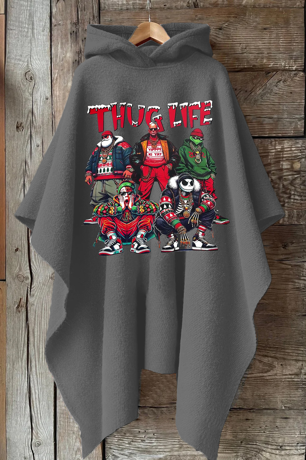 Christmas Personalized Print Hooded Warm Shawl Cape