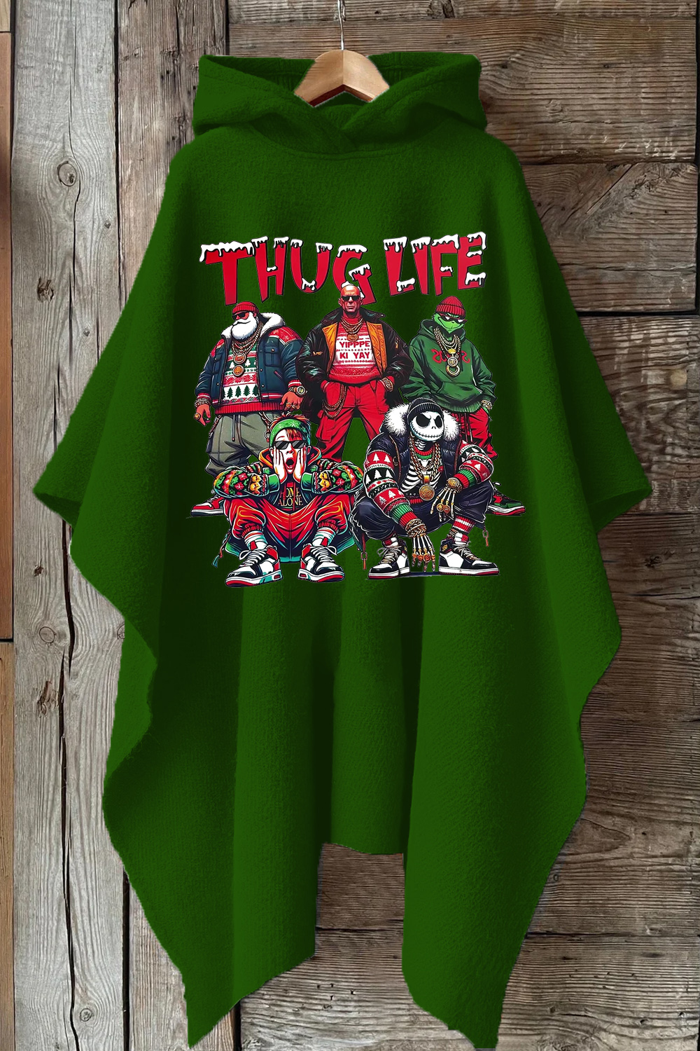 Christmas Personalized Print Hooded Warm Shawl Cape