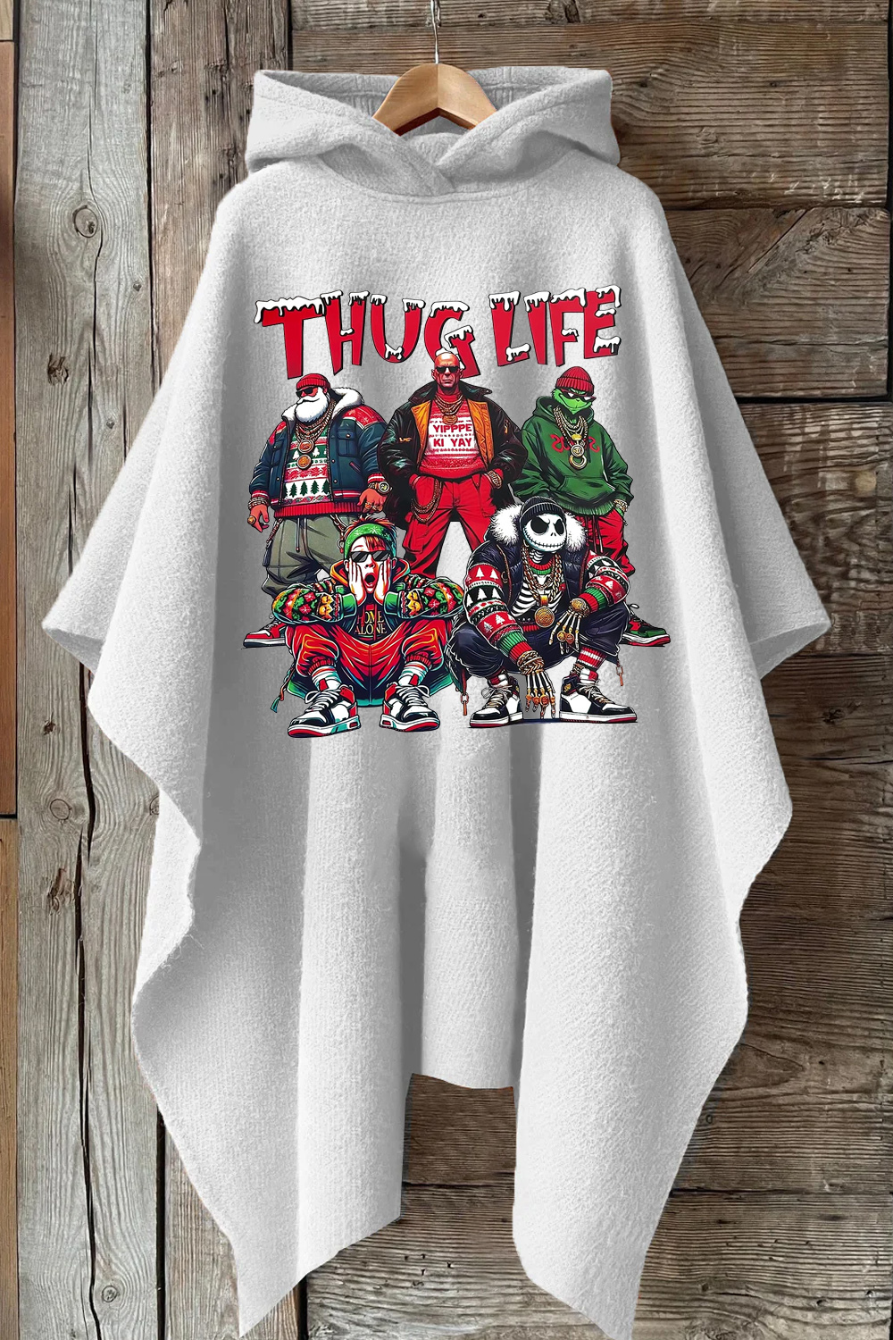 Christmas Personalized Print Hooded Warm Shawl Cape