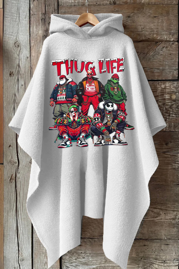 Christmas Personalized Print Hooded Warm Shawl Cape