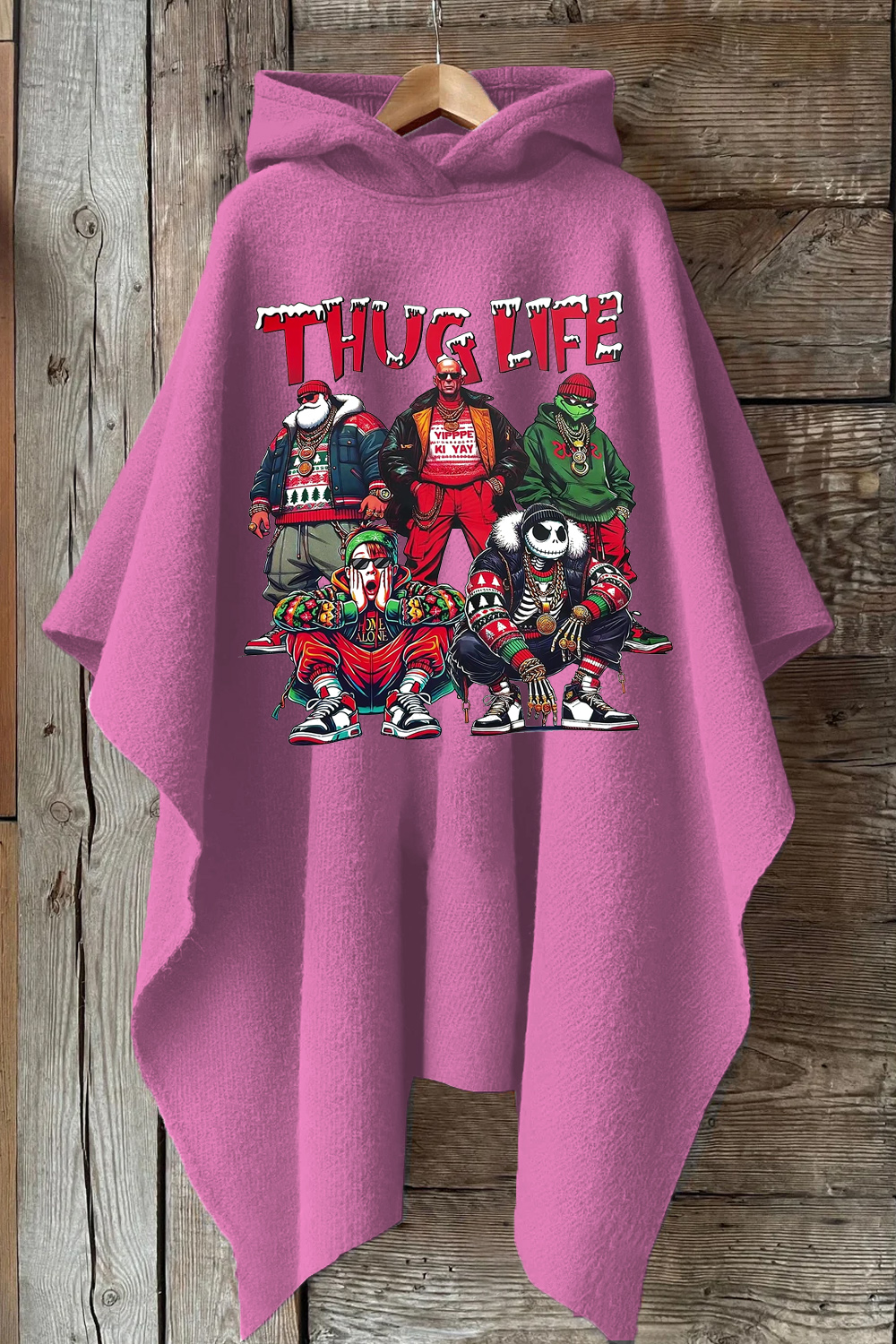 Christmas Personalized Print Hooded Warm Shawl Cape