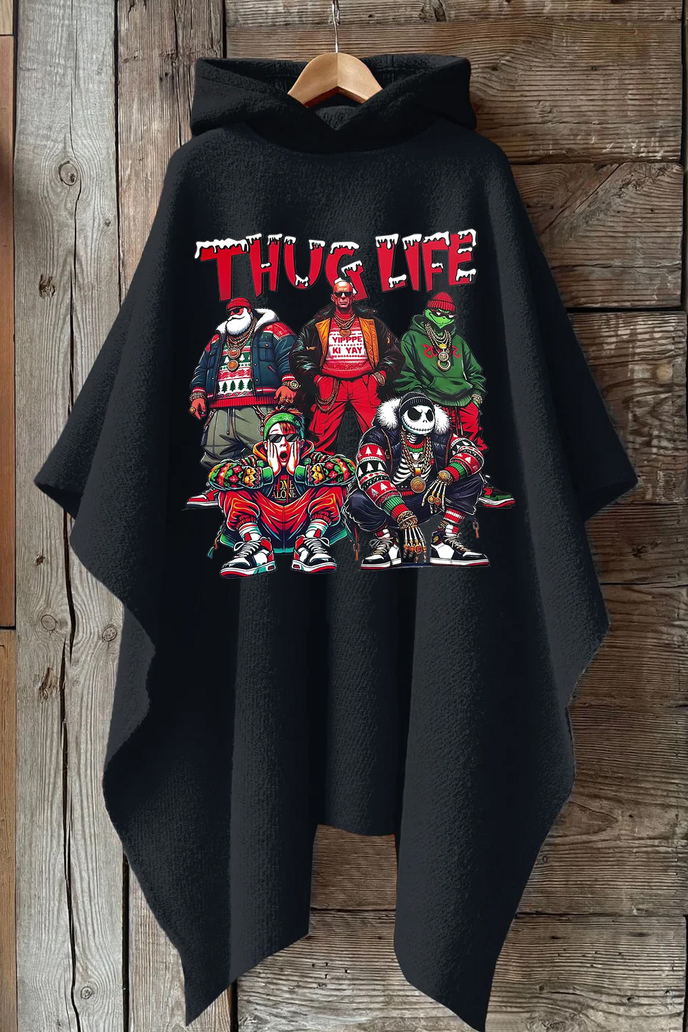 Christmas Personalized Print Hooded Warm Shawl Cape