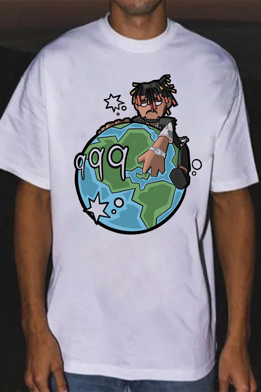 Juice WRLD cartoon personality print short sleeve men's t-shirt