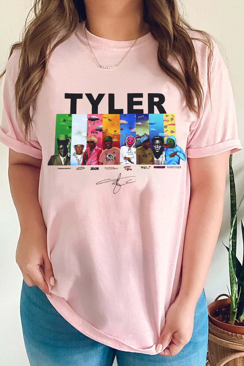 Tyler cartoon print round neck ladies T-shirt