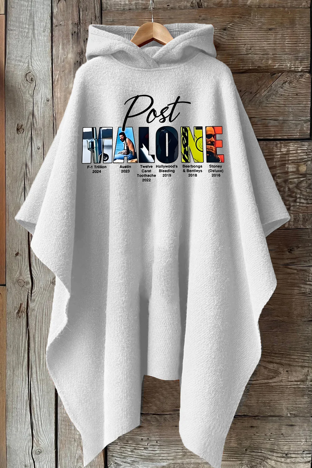 Retro post malone shirt vintage 90s Hooded Warm Shawl Cape