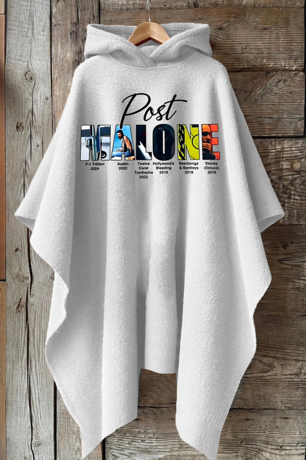 Retro post malone shirt vintage 90s Hooded Warm Shawl Cape