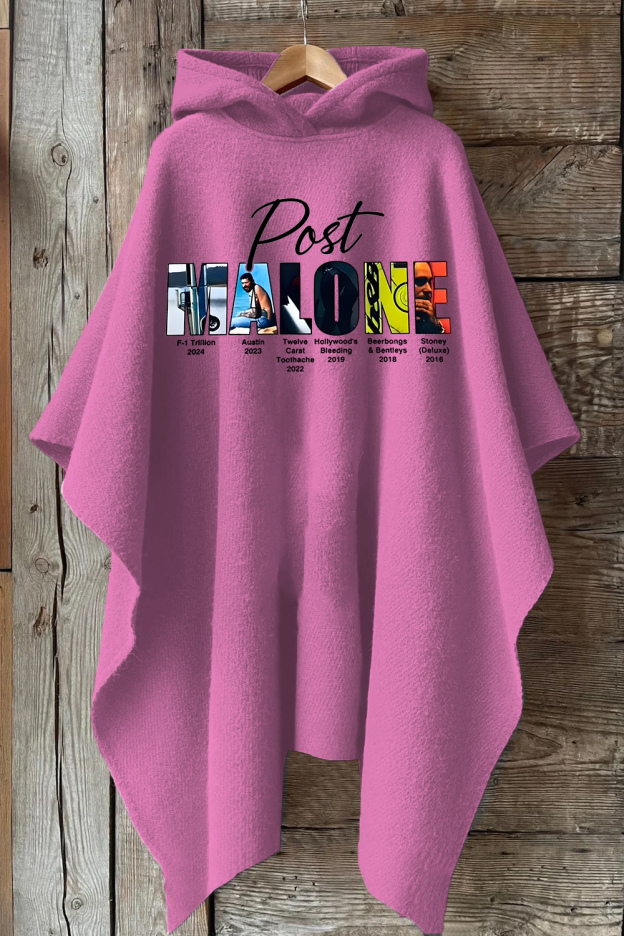 Retro post malone shirt vintage 90s Hooded Warm Shawl Cape