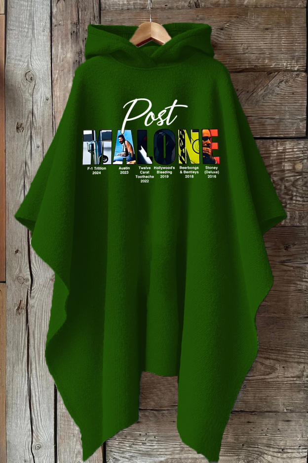 Retro post malone shirt vintage 90s Hooded Warm Shawl Cape