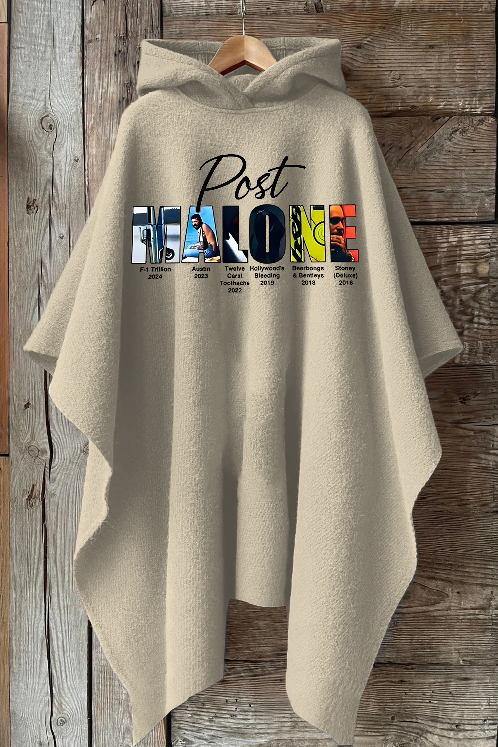 Retro post malone shirt vintage 90s Hooded Warm Shawl Cape