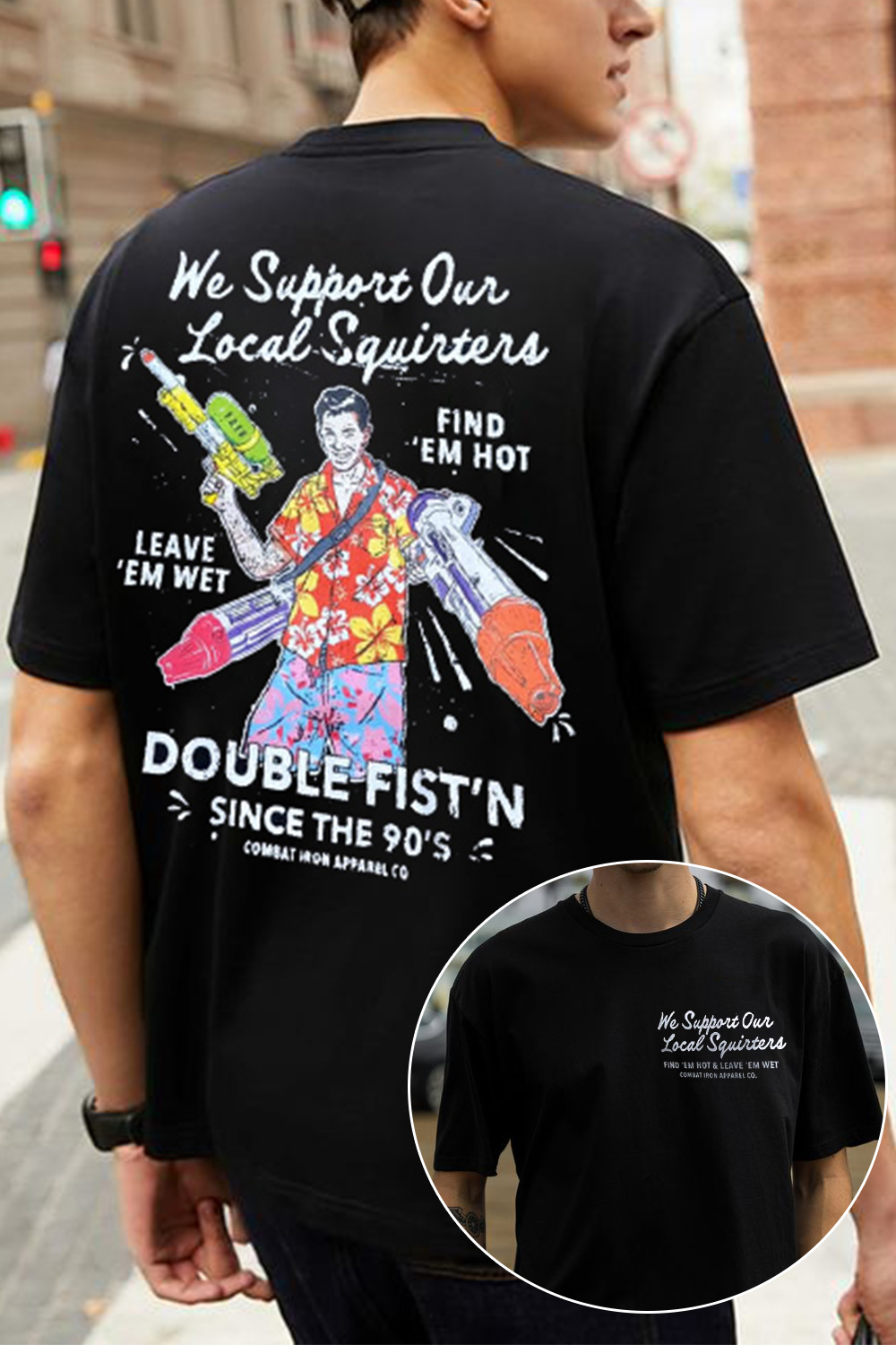 Personalized front and back printed short-sleeved men's T-shirt