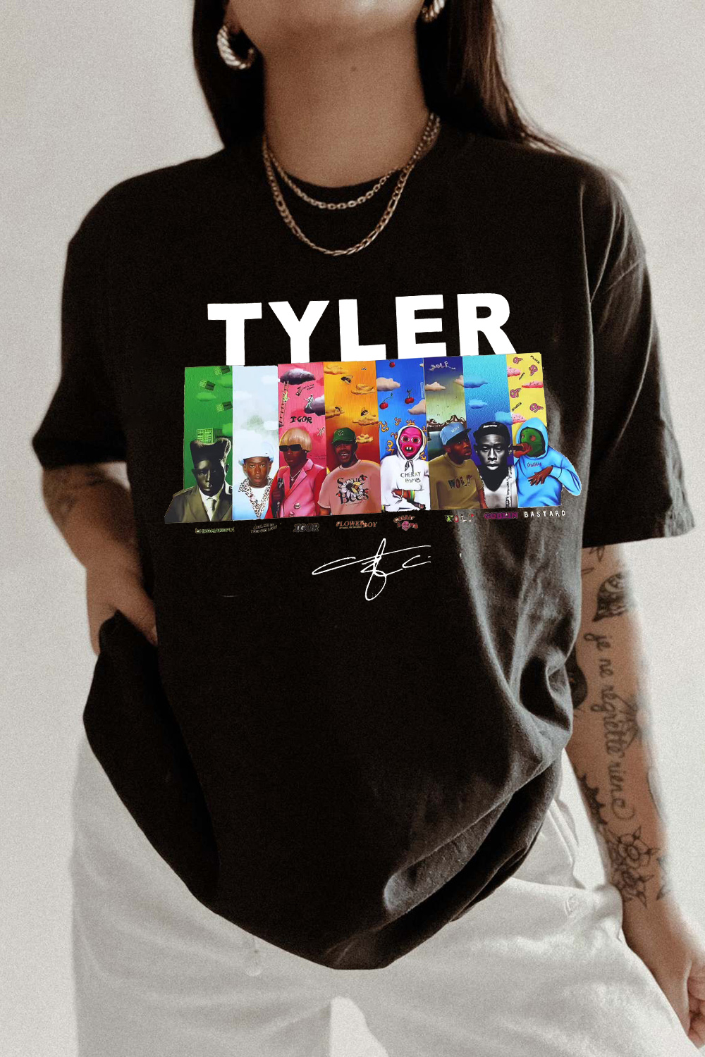 Tyler cartoon print round neck ladies T-shirt