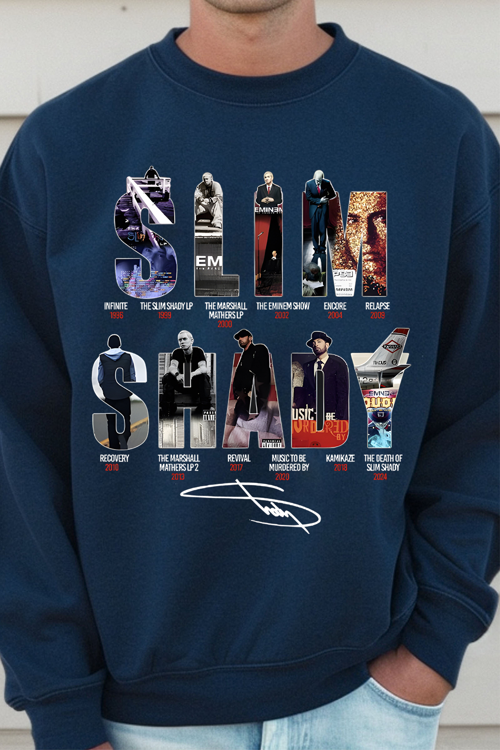 Eminem Men's Round Neck Long-Sleeved Sweatshirt With Star Letters Print