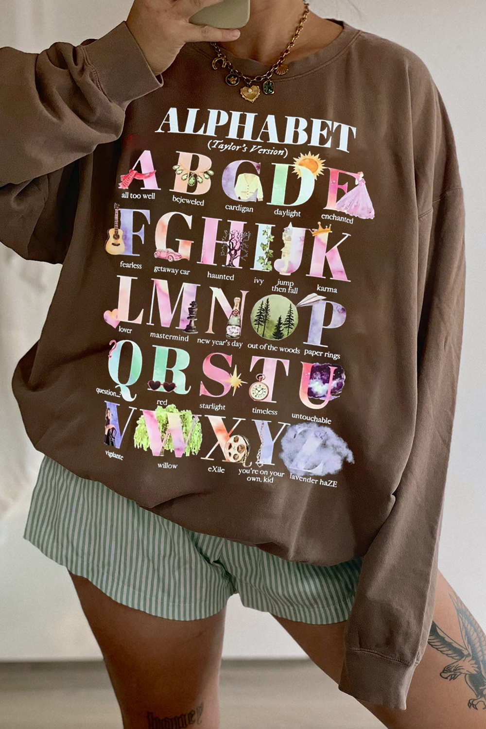 T S Swiftie Alphabet T- Sweatshirt