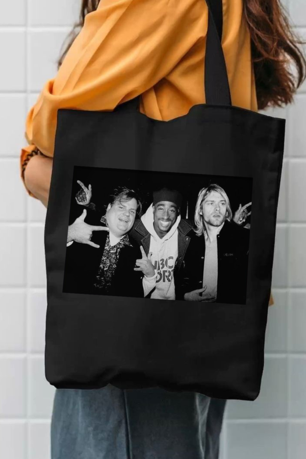 Legend Chris Farley 2Pac Shakur and Kurt Cobain Canvas Bag