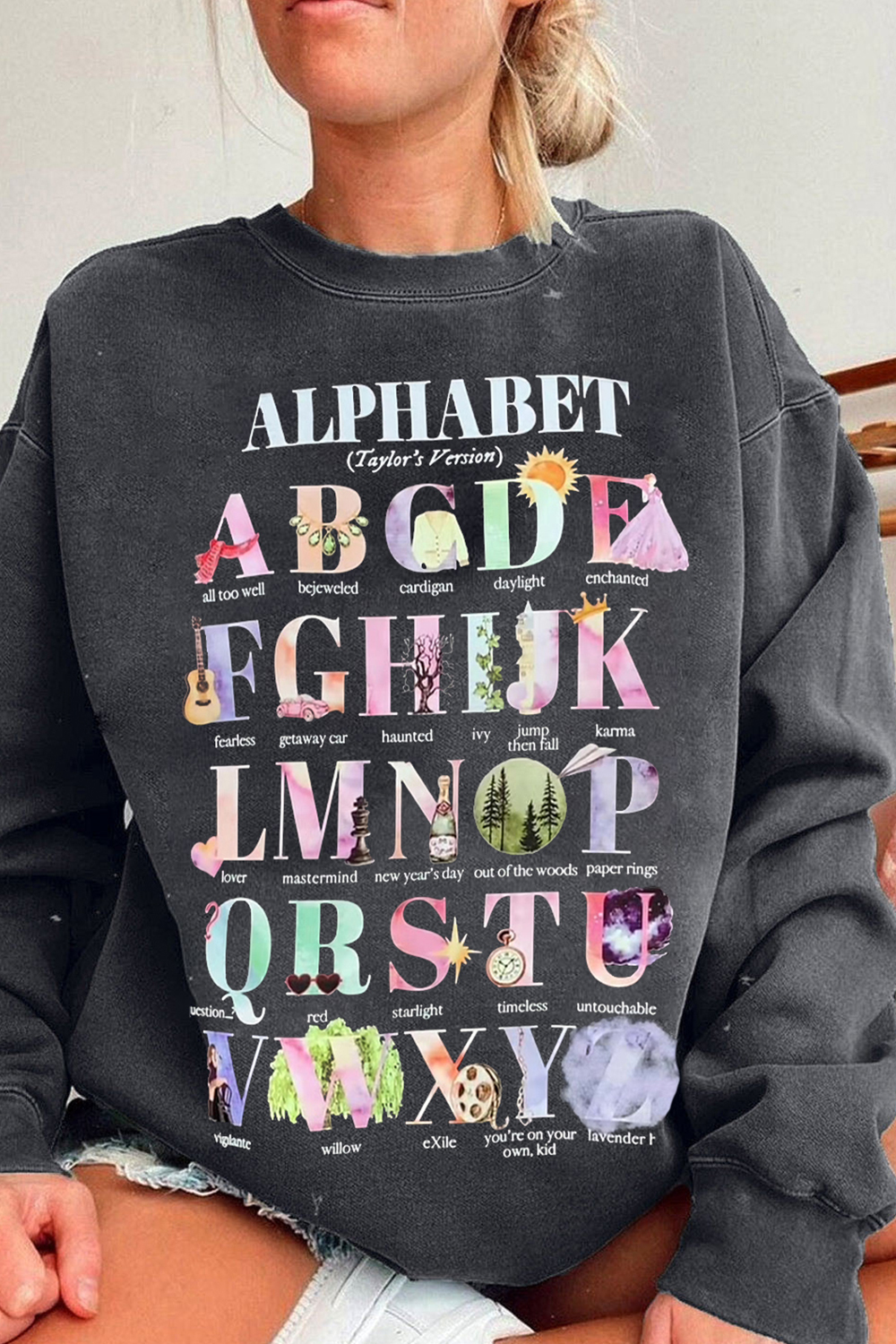 T S Swiftie Alphabet T- Sweatshirt