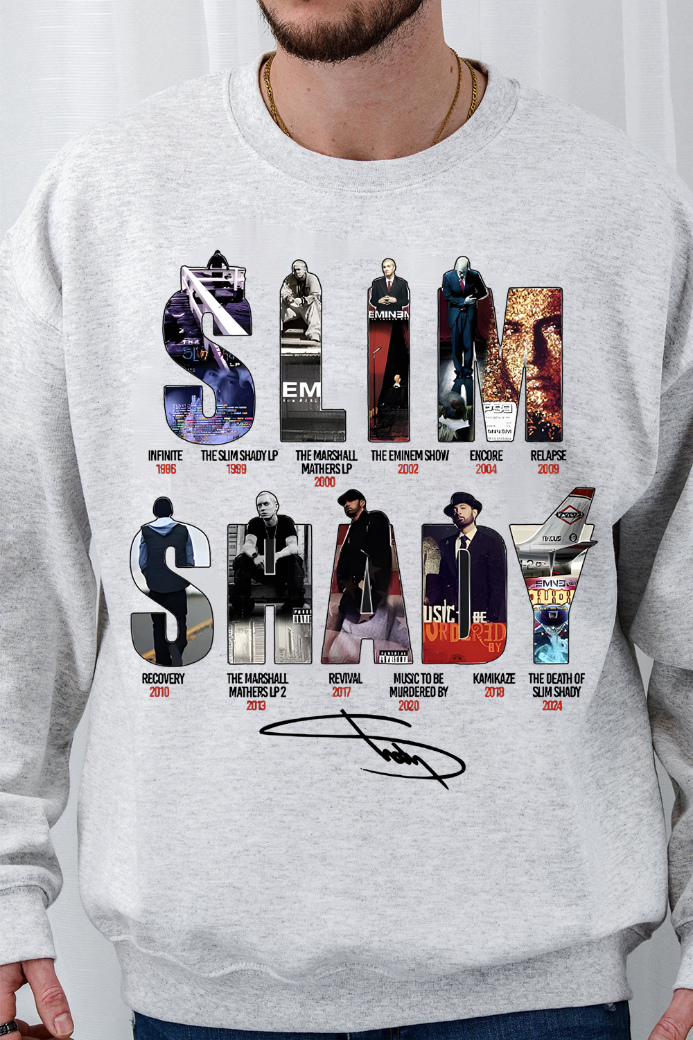 Eminem Men's Round Neck Long-Sleeved Sweatshirt With Star Letters Print
