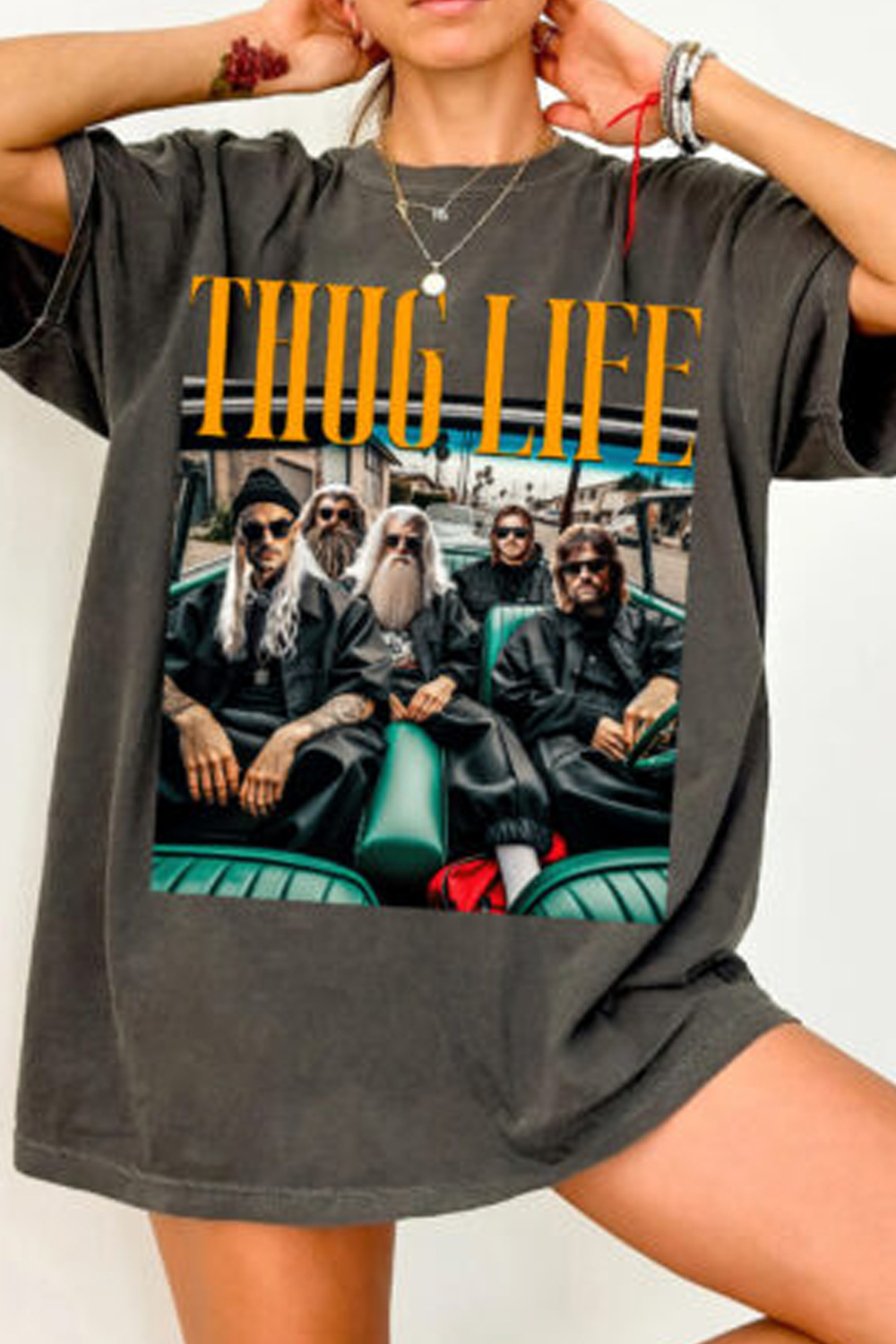 LOTR Thug Life Gandalf Legolas Gimli Aragorn Boromir Funny Meme Vintage Shirt