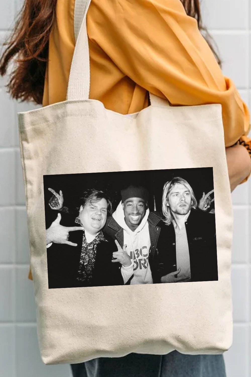 Legend Chris Farley 2Pac Shakur and Kurt Cobain Canvas Bag