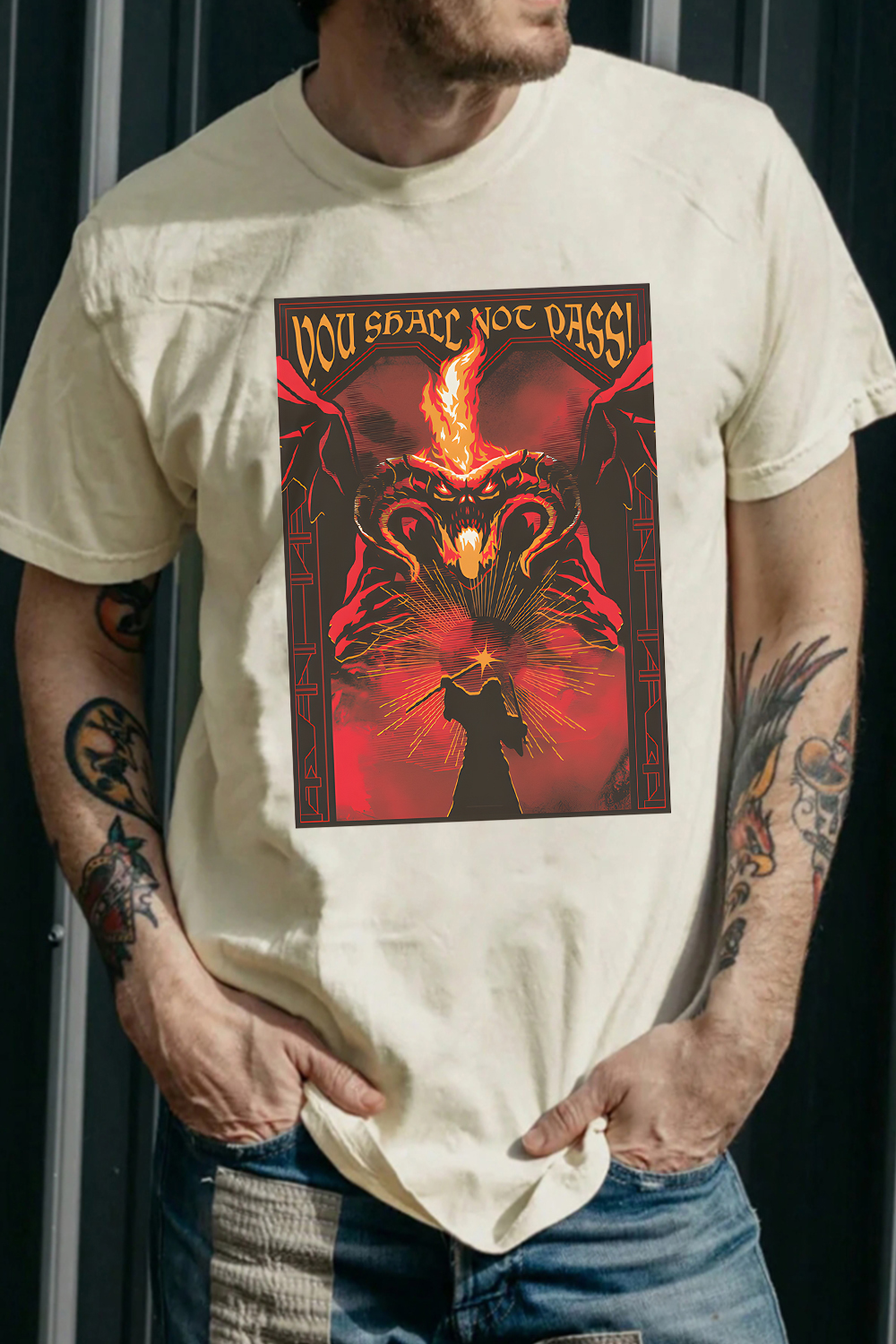 Fire and shadow clash LOTR Tee For men