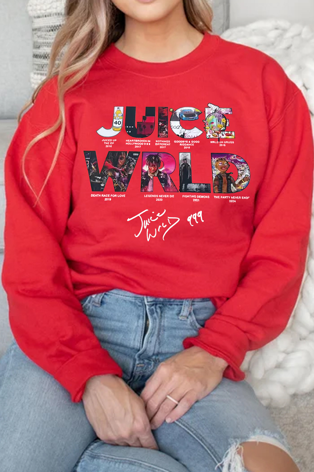 juice wrld round neck women's sweatshirt