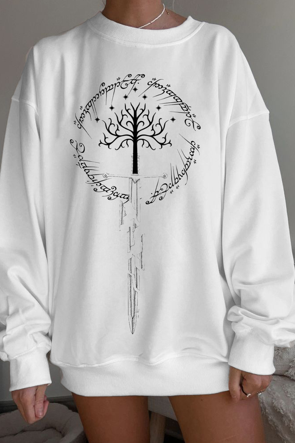 Lord of the Rings Simple Round Neck Loose Long Sleeve Sweatshirt