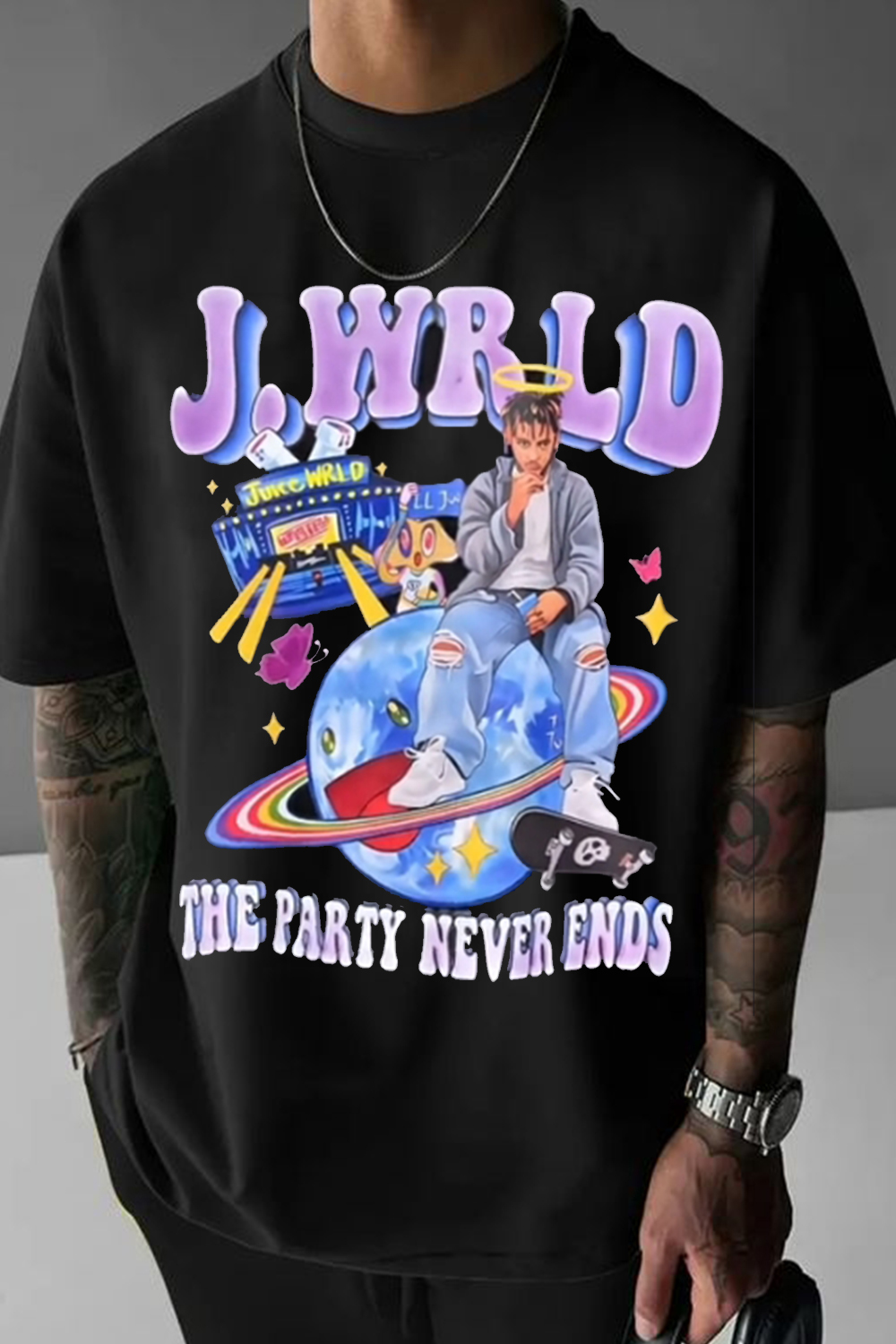 Juice WRLD personalized letter cartoon print short-sleeved t-shirt