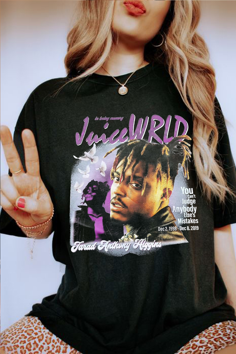 JUICE WOLD personalized color block T-shirt