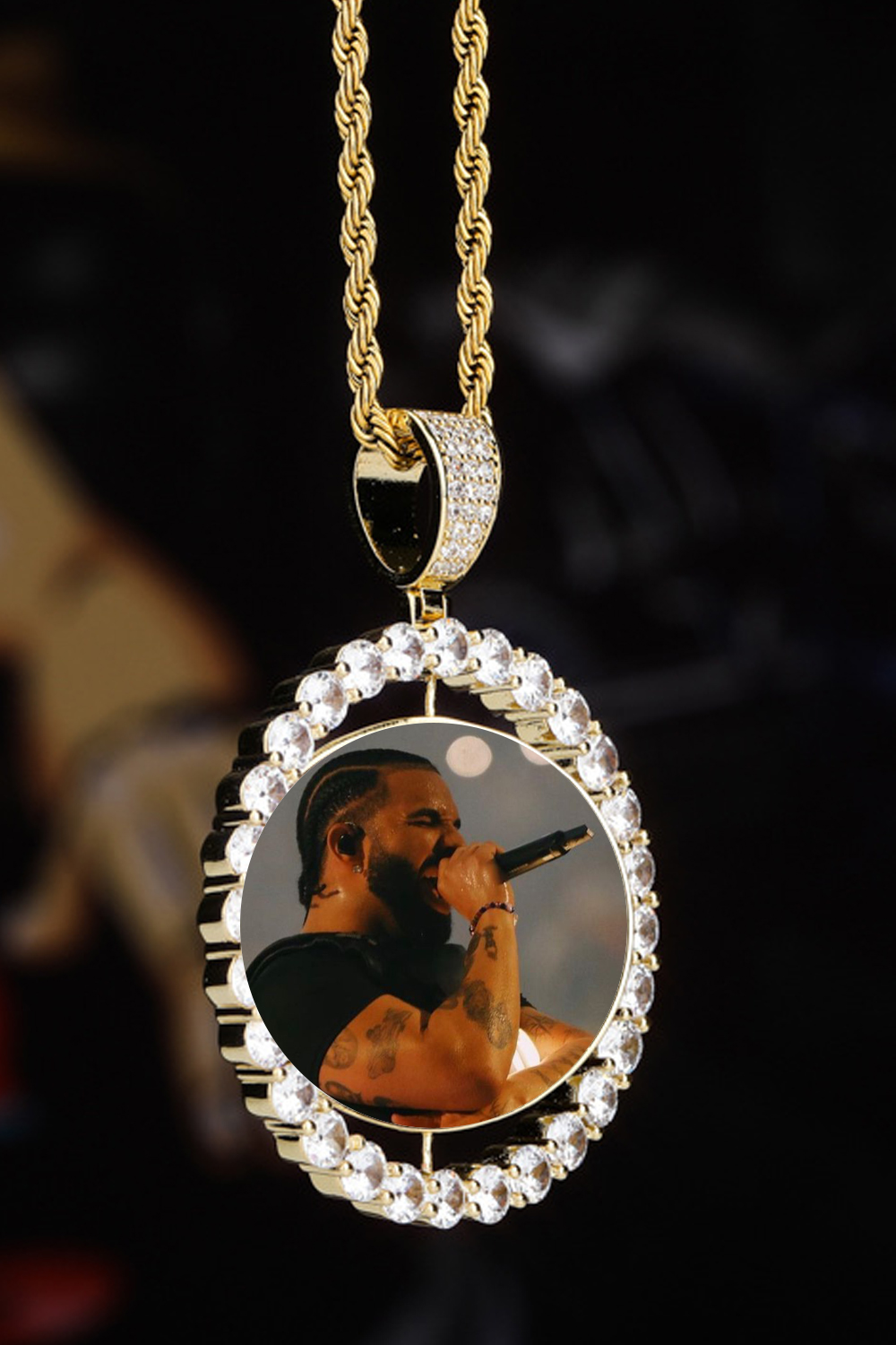 Drake Rotatable zircon hip hop necklace