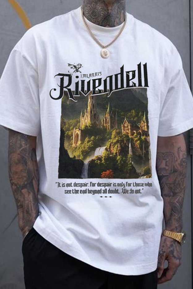 Lord of the Rings printed lettering short-sleeved T-shirt