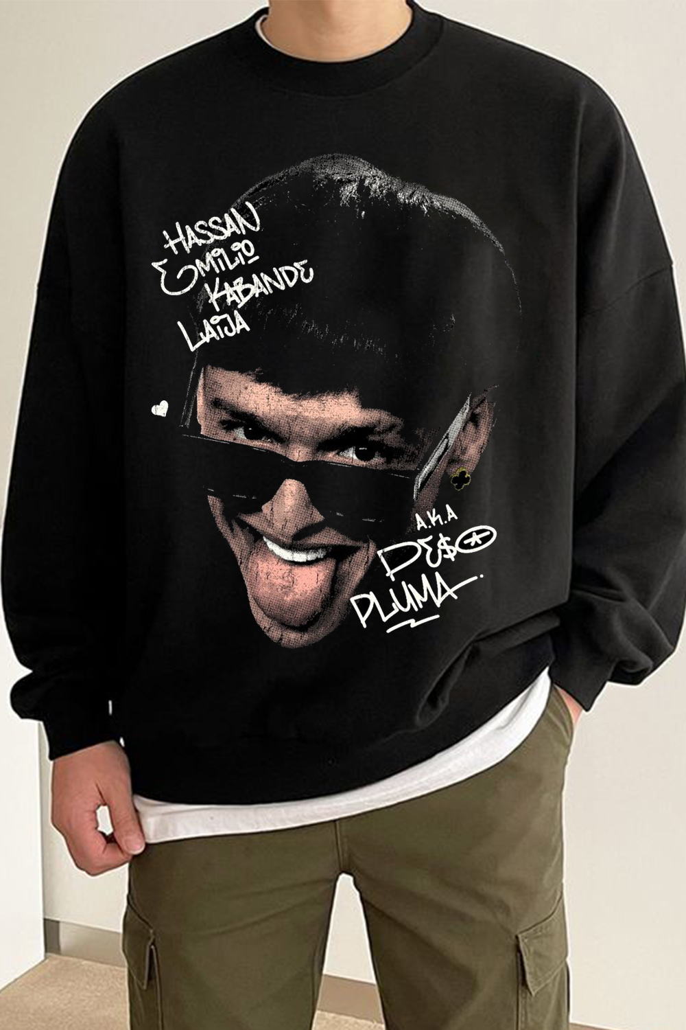 Singer Parody Print Casual Round Neck Long Sleeve Sweatshirt