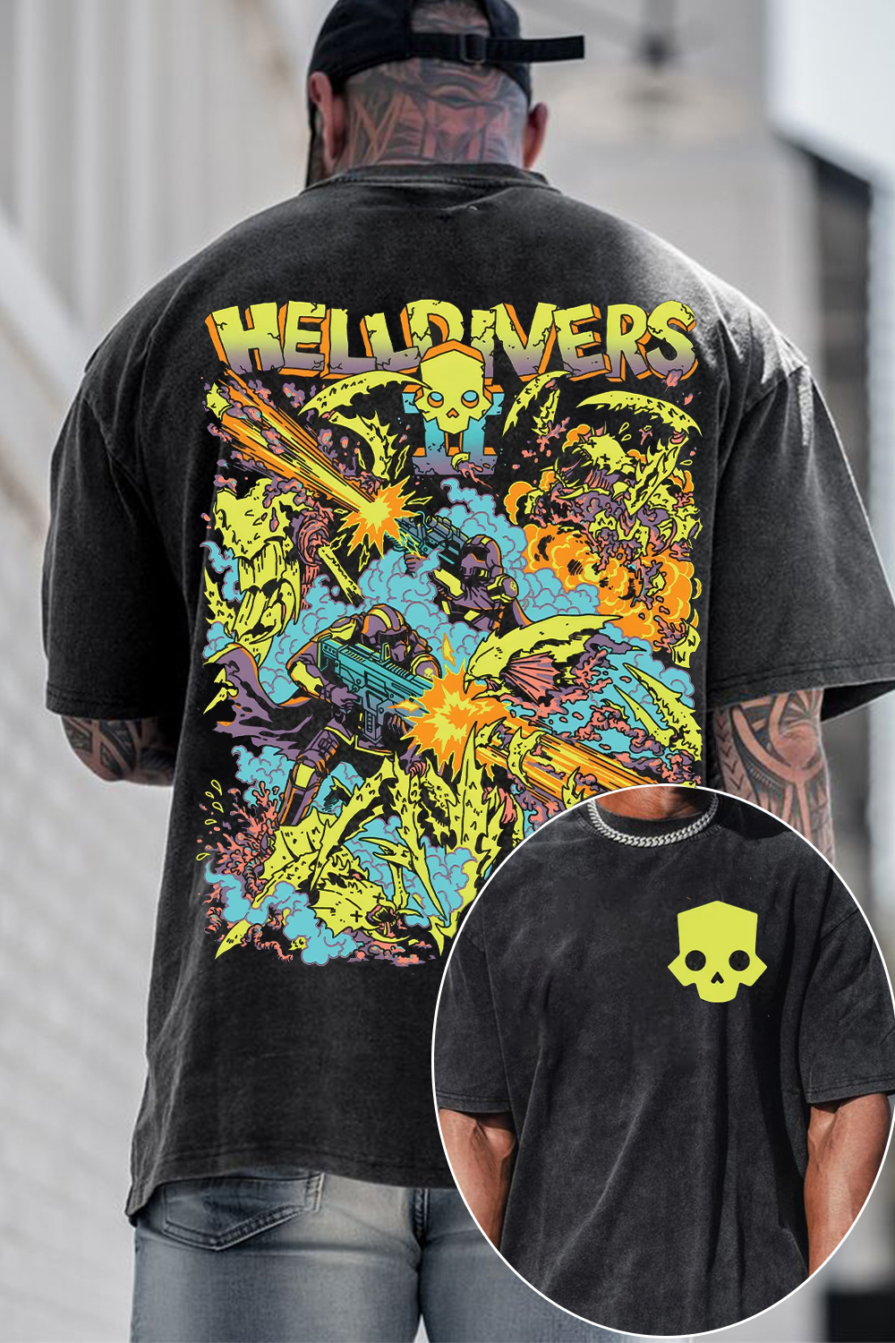 Helldivers 2 Oversized Vintage Unisex Washed Shirt