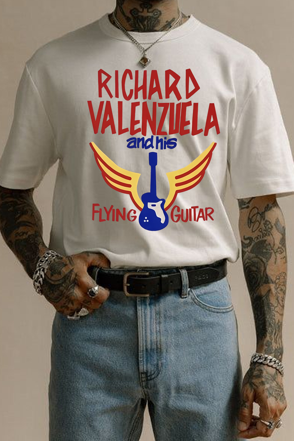 La bamba Movie Bob Richard Valenzuela and His Flying Guitar Tee For Men