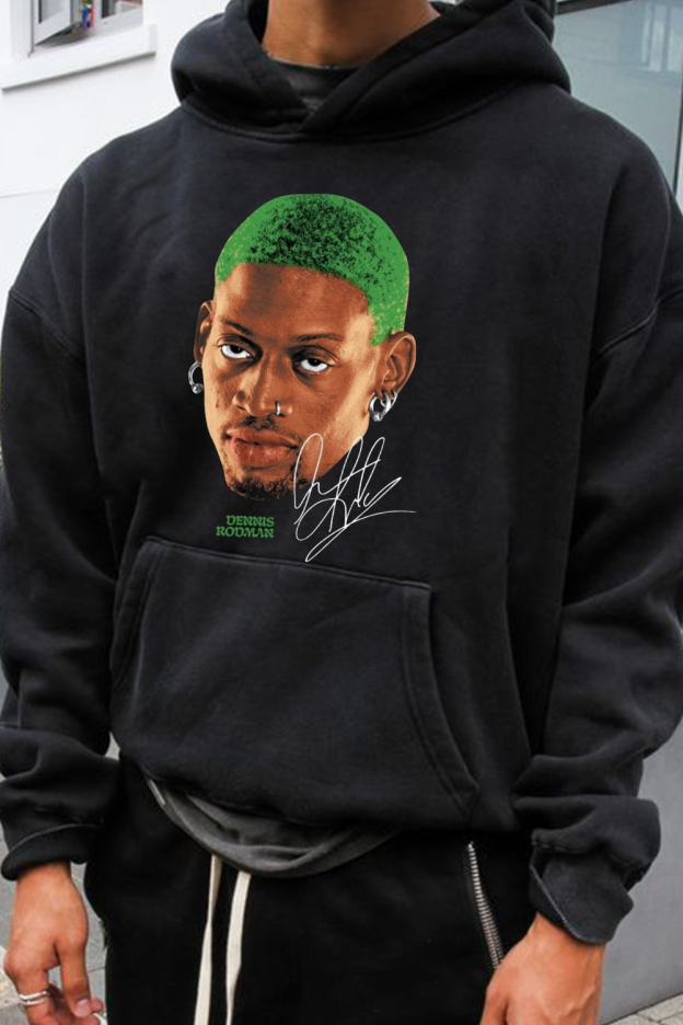 Casual Hooded Sweatshirt With Celebrity Portrait Print