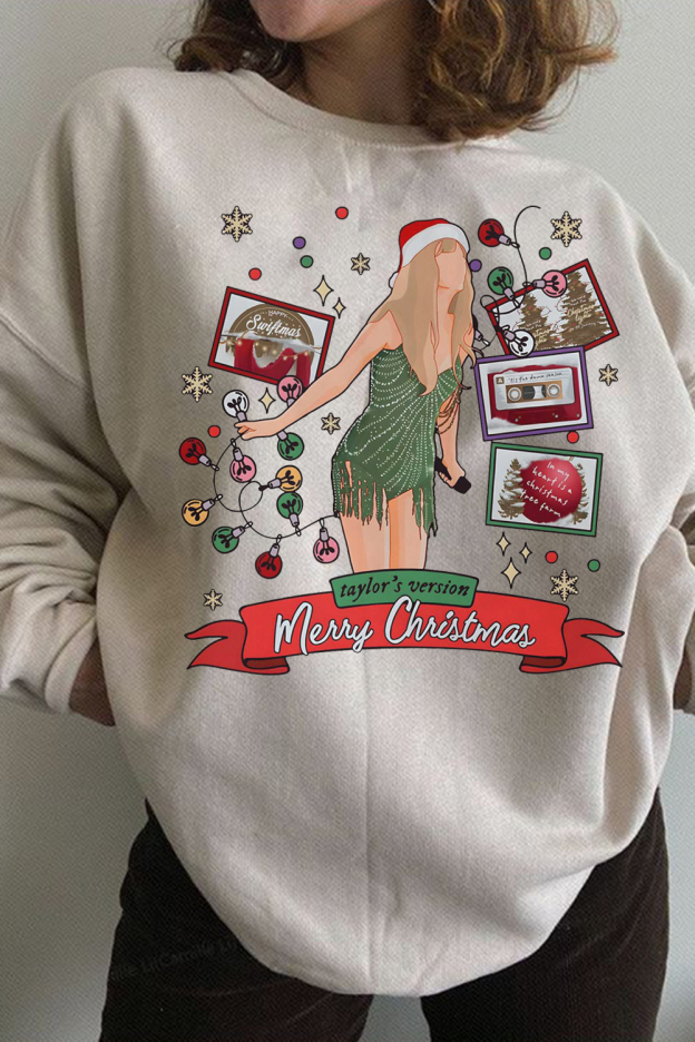 Christmas Taylor Cartoon Round Neck Women's Sweatshirt