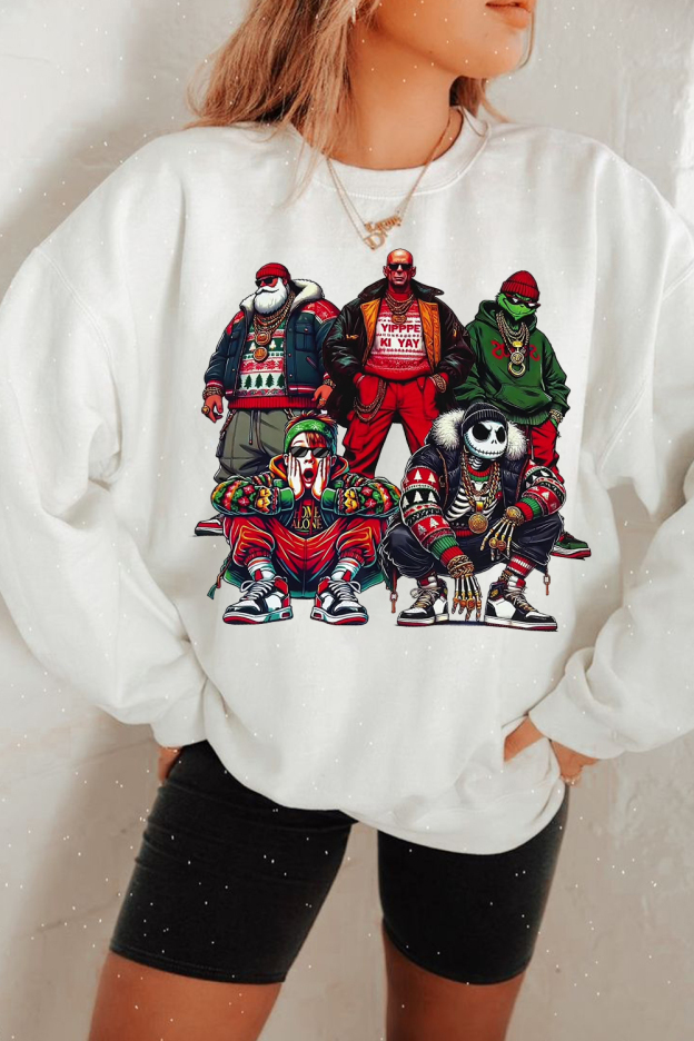Women's Christmas Monster Cartoon Round Neck Sweatshirt