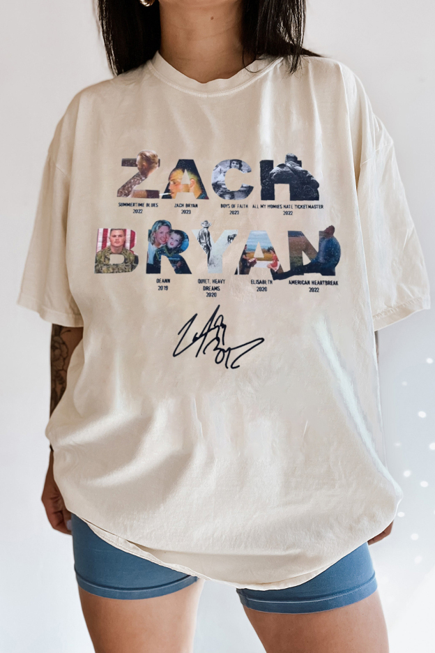 Zach Bryan lettering casual print T-shirt