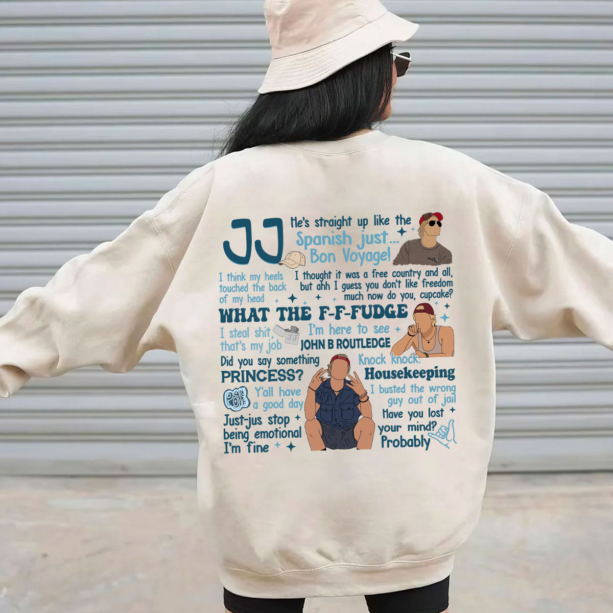 Outer Banks JJ Maybank Saying Lines OBX (Only On Back) Sweatshirt