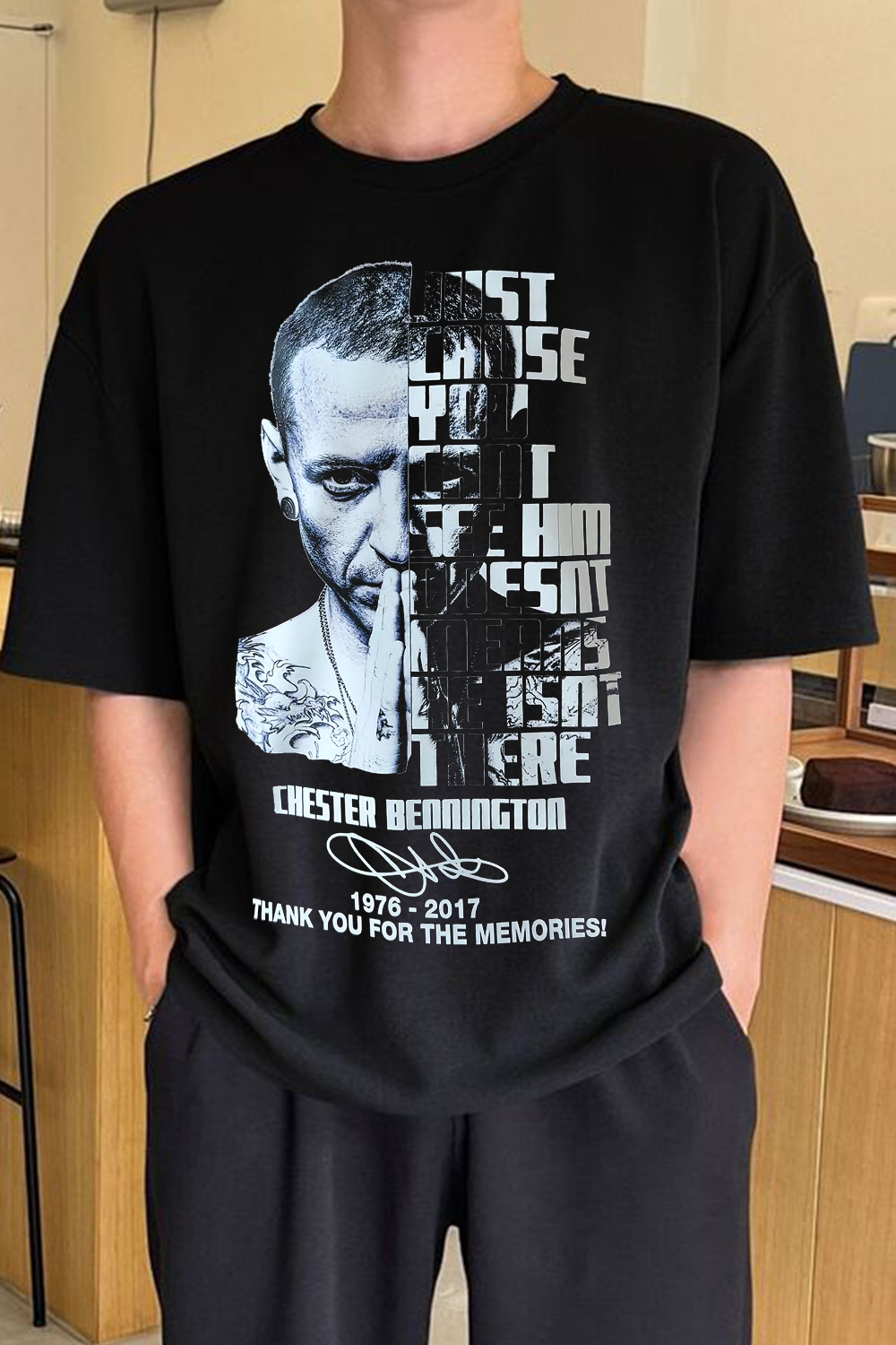 Singer Letter Print Round Neck Casual Short Sleeve T-Shirt