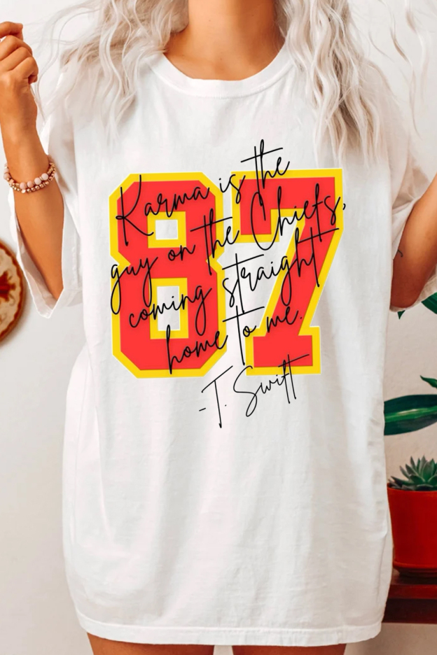 87 Printed Loose Round Neck Short Sleeve T-Shirt