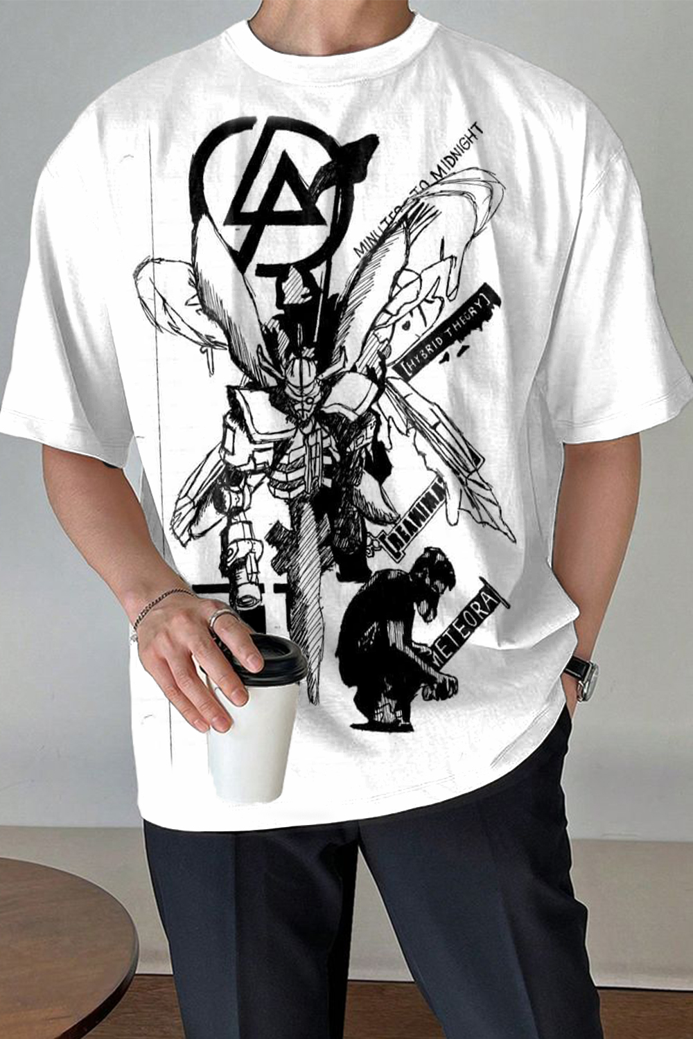 LP personalized print round neck T-shirt