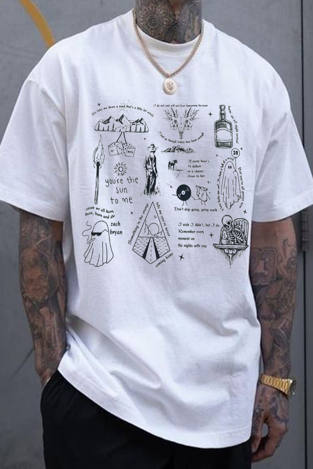 Zach Bryan cartoon sketch personalized print T-shirt