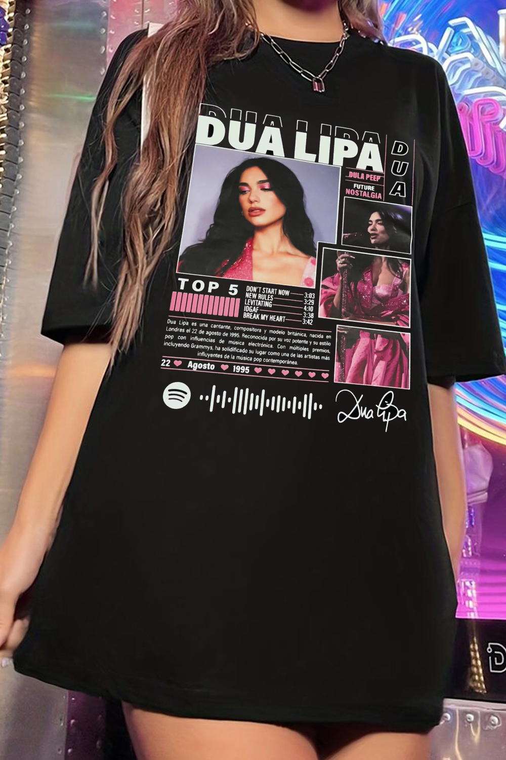 Dua Lipa fan print short sleeve T-shirt