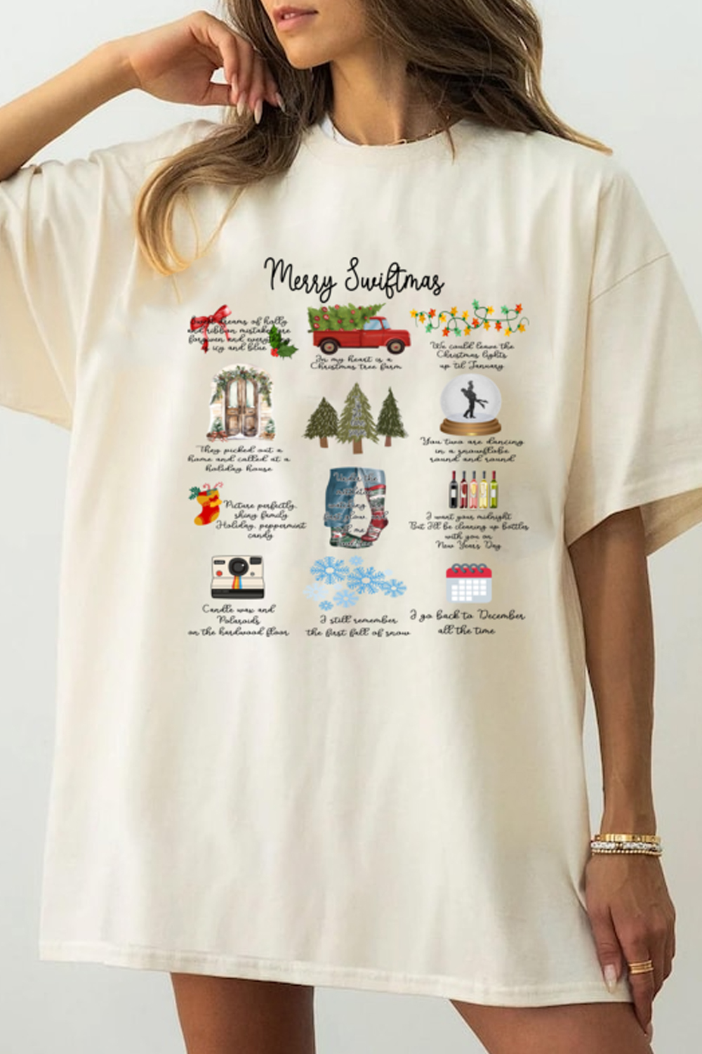 Christmas Letters Casual Women's Short Sleeve T-Shirt