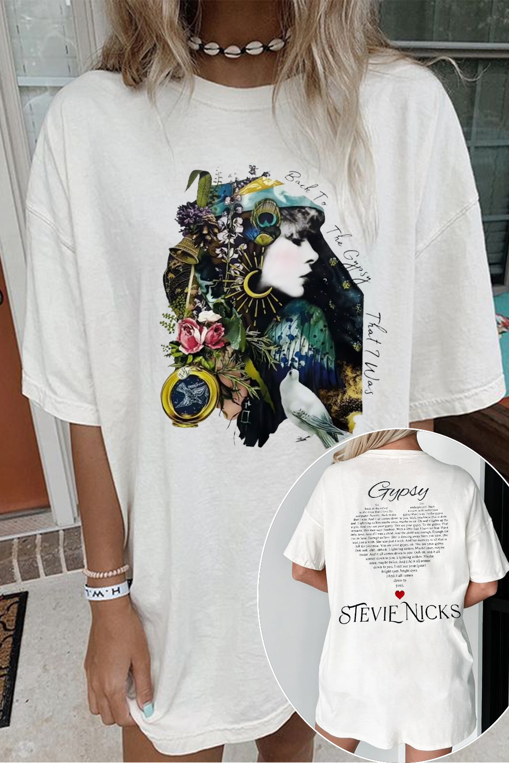 Stevie Nicks double-sided printed short-sleeved T-shirt
